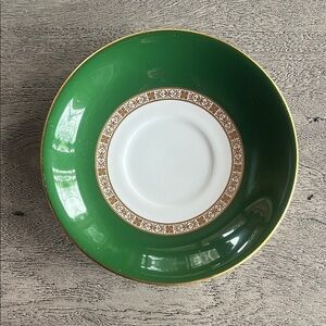 Royal Crown Derby Antigua Green & Gold Saucer A1279 England c.1934